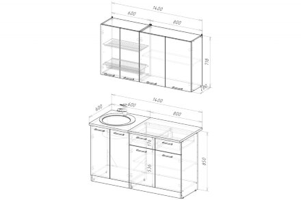 Кухонный гарнитур Антика медиум 2, 140 см 